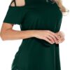 NILOUFO Womens Summer T Shirts Short Sleeve Tunic Strappy Cold Shoulder Tops - Image 3