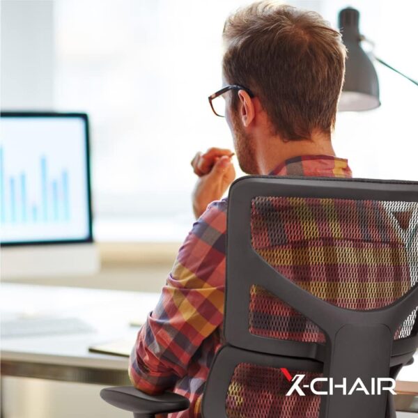 X-Chair X-Basic Task Chair, Black Flex Mesh with Headrest - Ergonomic Office Seat/Adjustable Backrest/Foam Seat/Relaxed Recline/Perfect for Office or Home Desk - Image 2