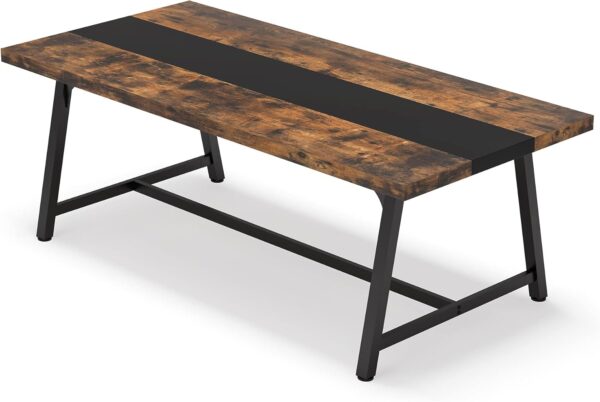 Tribesigns 6FT Rectangle Conference Table, 70.87L x 33.46W x 29.92H Inches Meeting Table for Conference Room, Wood Office Executive Desk with Strong Metal Frame for 6 People, Brown - Image 9