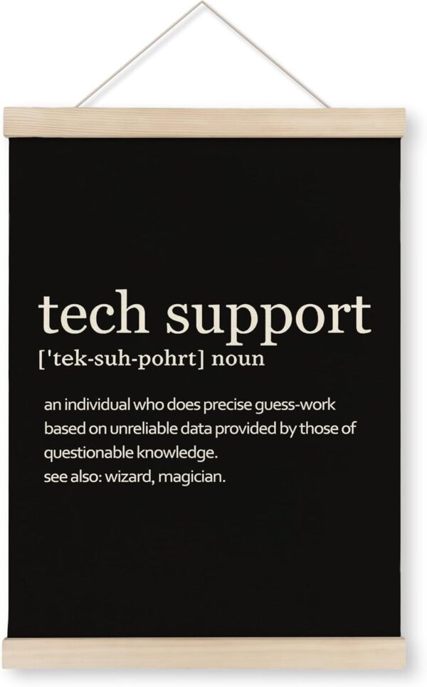 HRQKO Tech Support Definition Poster Hanger Frame, Modern Minimalist Tech Support Wall Art with Wooden Frames, Tech Support Gifts for Men, Black Wall Hanging Decor for Men Office Home Room,12x16 inch