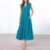 Maxi Dresses for Women 2025 Summer Casual Sleeveless V Neck Dress Trendy Flowy Tiered Beach Vacation Long Sundress - Image 3