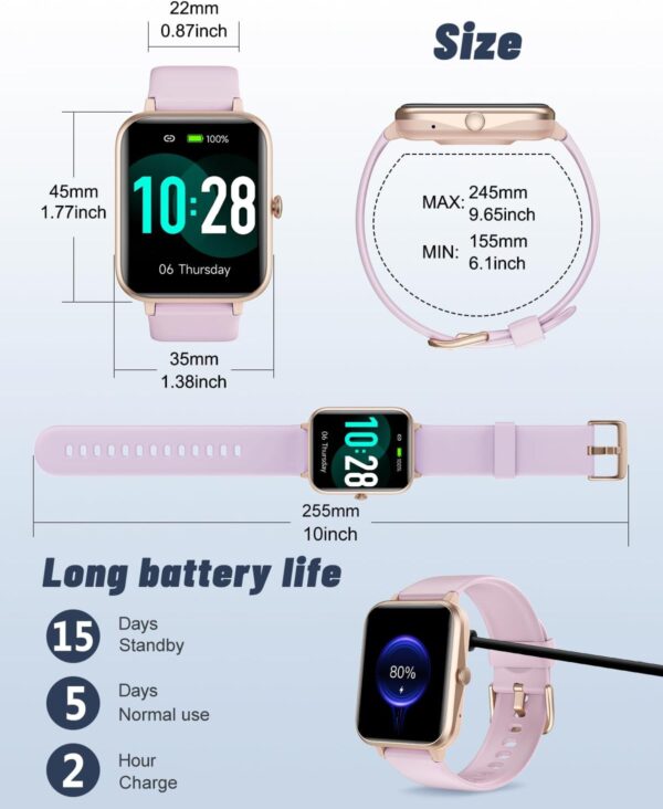 GRV Smart Watch for iOS and Android Phones (Answer/Make Calls), Watches for Men Women IP68 Waterproof Smartwatch Fitness Tracker Watch with Heart Rate/Sleep Monitor Steps Calories Counter (Violet) - Image 7