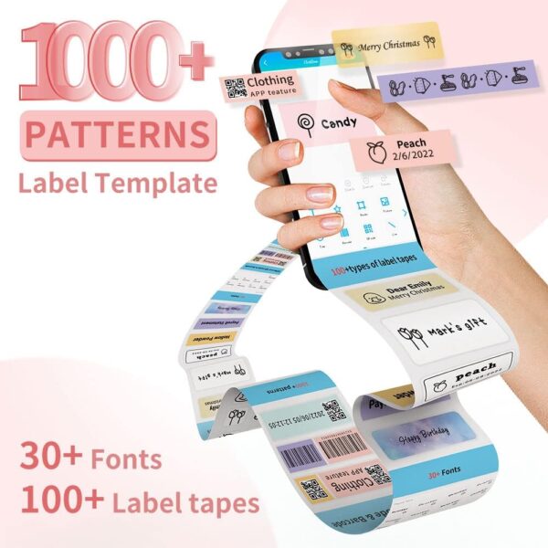 Phomemo Label Maker Machine, D30 Portable Handheld Bluetooth Mini Label Printer, Multiple Templates for Smartphone Thermal Small Label Maker Rechargeable Easy to Use for Home Office School - Image 4
