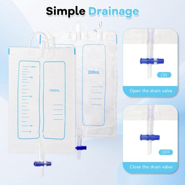 Wearable Urinal Bag Leak-Proof Anti-Reflux with Reusable Silicone Urine Catheter (2000ml & 1000ml), Portable External Urine Collector Ultimate Comfort for Men Grey - Image 6