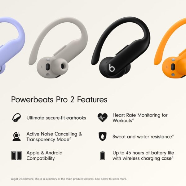 Beats Powerbeats Pro 2 Wireless Bluetooth Earbuds - Noise Cancelling, Heart Rate Monitor, IPX4, Up to 45H Battery & Charging Case, Works with Apple & Android - Jet Black - Image 2