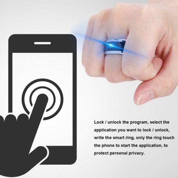 Multifunction Smart Ring, NFC Magic Wearable Device Universal for Mobile Phone, Connect to Mobile Phone Functions and Share Data (size7) - Image 3