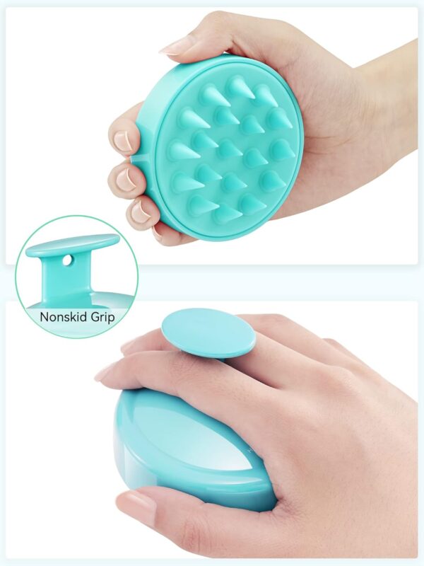 HEETA Scalp Massager Hair Growth, Soft Silicone Scalp Scrubber Shampoo Brush for Exfoliation, Dandruff Removal Head Massage Stress Relax, Wet & Dry Use for Thick Thin Curly Hair Care, Green - Image 2