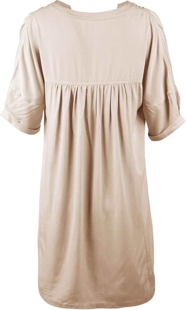 Minclouse Women's Babydoll Short Sleeve Tunic Dress V Neck Cute Casual Loose Dresses - Image 5