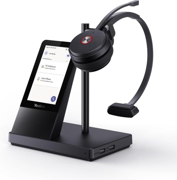 Yealink WH66 Wireless Headset with 4" Screen, DECT & Bluetooth Headset for Teams, Zoom Skype Certified, 525ft Range,Speaker, 13h Call Time, Office Work Headphone for Desk Phone, PC, Cellphone