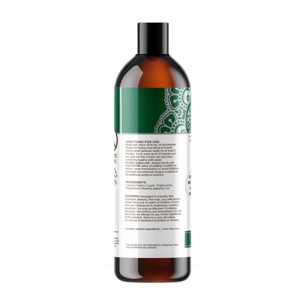 GuruNanda Starter Pulling Oil Mouthwash for Natural Teeth Whitening, Coconut and Peppermint Oil for Fresh Breath & Happy Gums, Alcohol-Free, 8 Oz - Image 9