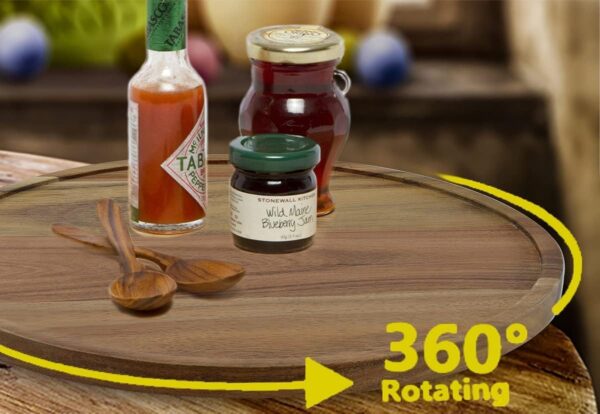 10" Acacia Wood Lazy Susan Organizer Kitchen Turntable for Cabinet Pantry Table Organization - Image 5