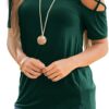 NILOUFO Womens Summer T Shirts Short Sleeve Tunic Strappy Cold Shoulder Tops