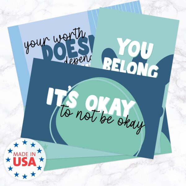 Strong Mental Health Mini Quote Cards / 50 Motivational Kindness Cards / 25 Vibrant Uplifting Designs / 2" x 3.5" Flat Business Card Size/Small Inspirational Daily Quote Cards - Image 7