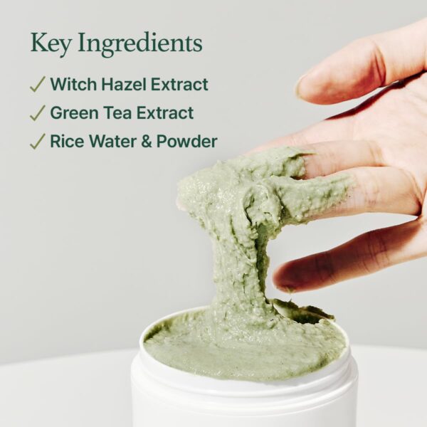 Korean Rice Mochi Face Cleanser - Face Mask, Foaming Cleanser, Gentle Scrub All in One - Deep Cleansing, Moisturizing, Pore Minimizing, Removing Blackhead- with Rice Water & Green Tea, Mugwort - Image 6