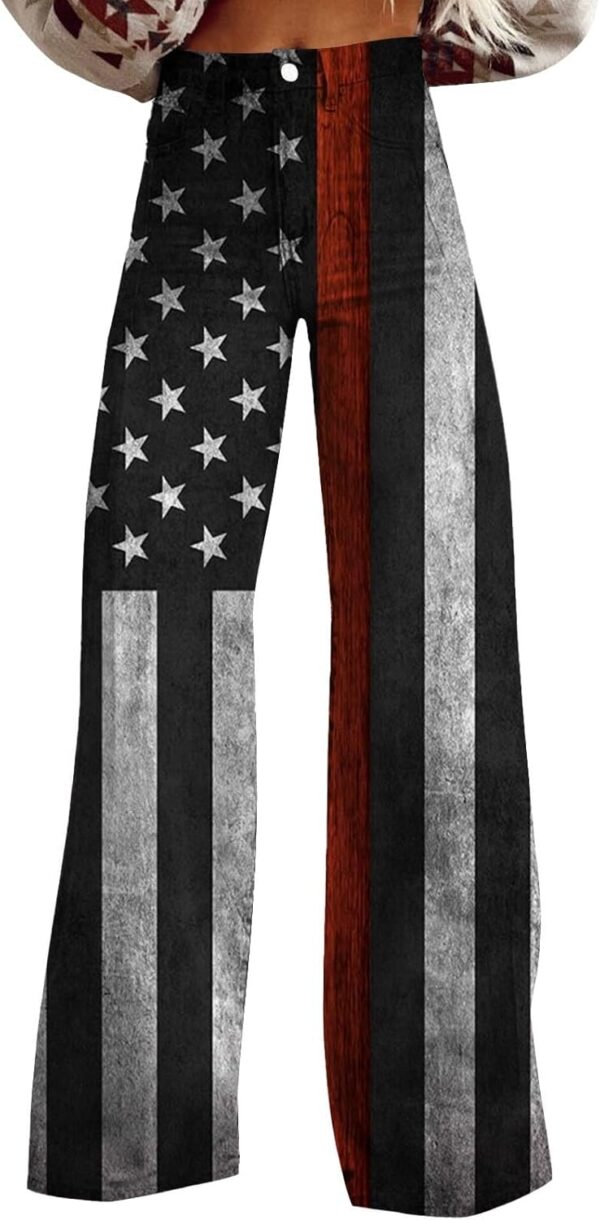 Baggy Flare Pants for Women Wide Leg Bell Bottoms Vintage Floral Print High Waisted Pants Going Out Street Trousers