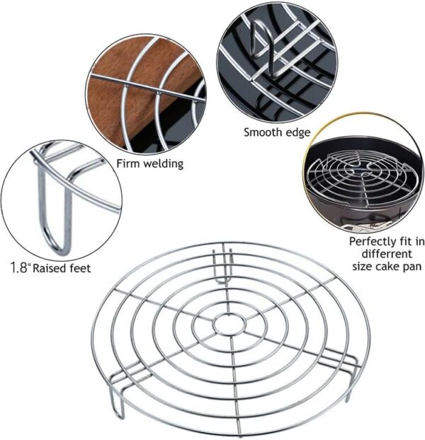 Grill Wire Cooling Racks for Oven Use Dia 10.2" Stainless Round Cooking Racks for Barbecue Air Fryer Instant Pot Pressure Cooker Canning Dutch Oven (Height 1.8",10.2"/26cm) - Image 6
