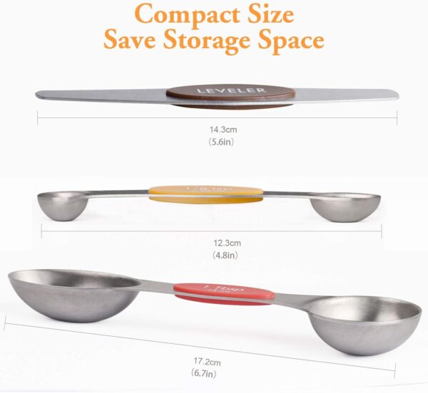 Magnetic Measuring Spoons Set of 8 Stainless Steel Dual Sided Stackable Measuring Spoons Nesting Teaspoons Tablespoons for Measuring Dry and Liquid Ingredients - Image 2