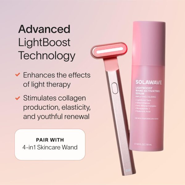 Solawave LightBoost Red Light Therapy Wand Activating Serum | Works with Microcurrent Face Wand and Galvanic Current Devices | Boosts Hydration, Radiance & Diminishes Fine Lines & Wrinkles (1.7 oz) - Image 3