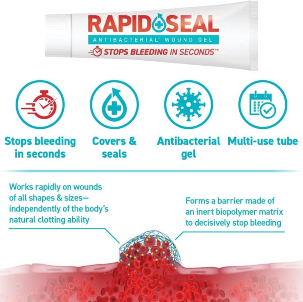 Wound Gel (2 Tubes) | Stops Bleeding in Seconds | FSA HSA Eligible | Ideal for Cuts, Scrapes and Razor Nicks for Emergency First Aid Supplies - Image 2