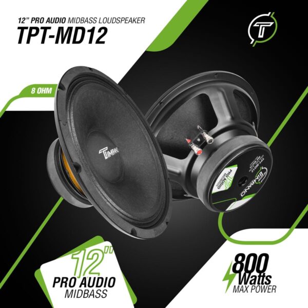 Timpano 12 Inch Midbass Speaker TPT-MD12 800 Watts, 8 Ohm, Mid Bass Loudspeaker for Pro Car Audio (Single) - Image 2