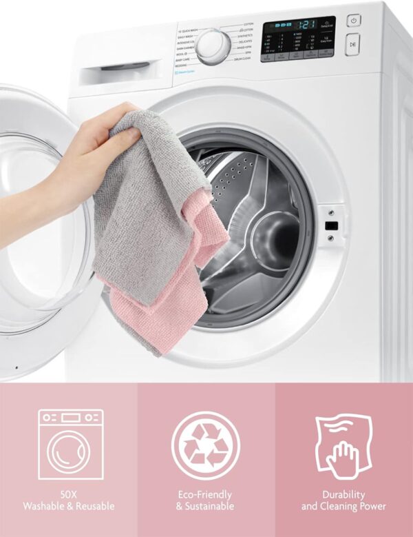 Fantasticlean Microfiber Cleaning Cloth Roll -75 Pack, Tear Away Microfiber Towels, 12" x 12", Reusable, Washable, Scratch Free, Ultra Absorbent Dish Rags for Car, Home, Garage or Shop (Pink) - Image 8