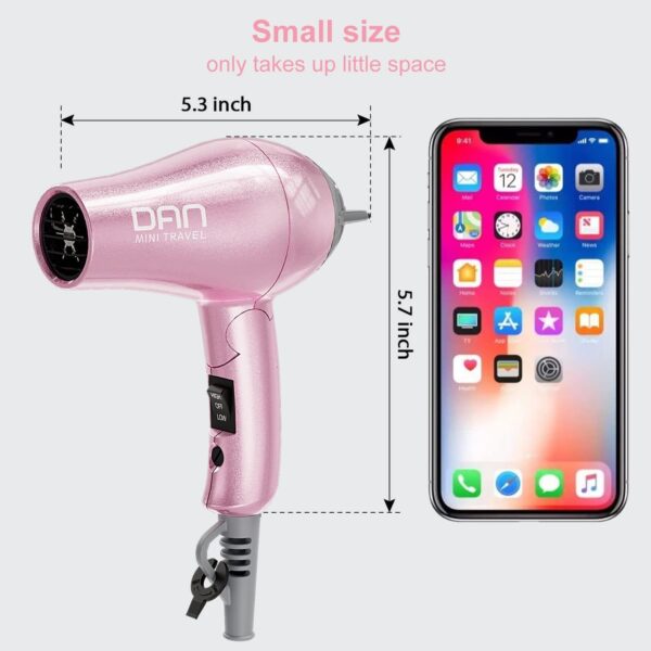 DAN Technology Flat Iron Blow Dryer Set, Small Flat Irons with Travel case, Concentrator Nozzle & EU Plug Adapter, Dual Voltage & Folding Handle, Pro Hair Dryer Set… - Image 6