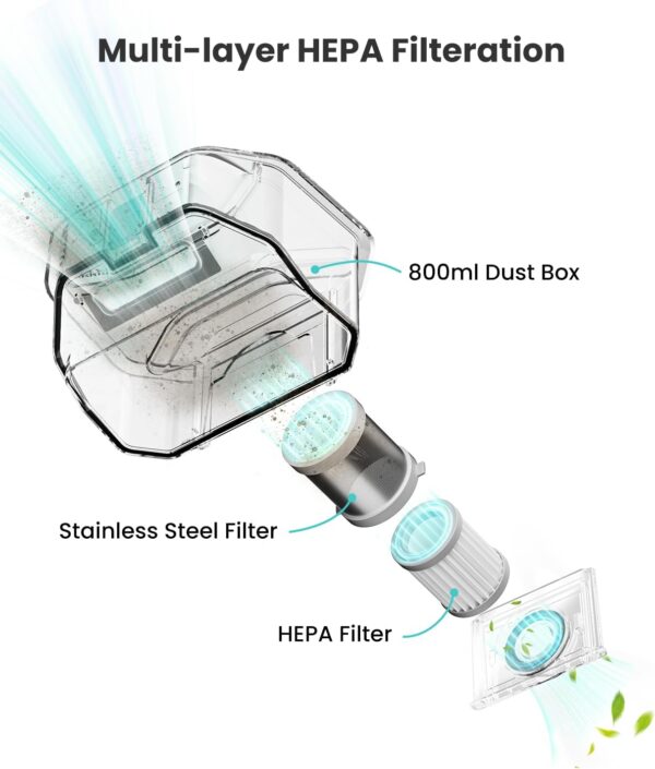Lefant M320 Robot Vacuum Cleaner, Carpet Detection, 6,000 Pa Suction, Low Noise, 800ml Visible Dustbin, 210 Mins Runtime, Self-Charging, Works with Alexa, Ideal for Hard Floor, Pet Hair, Black - Image 8