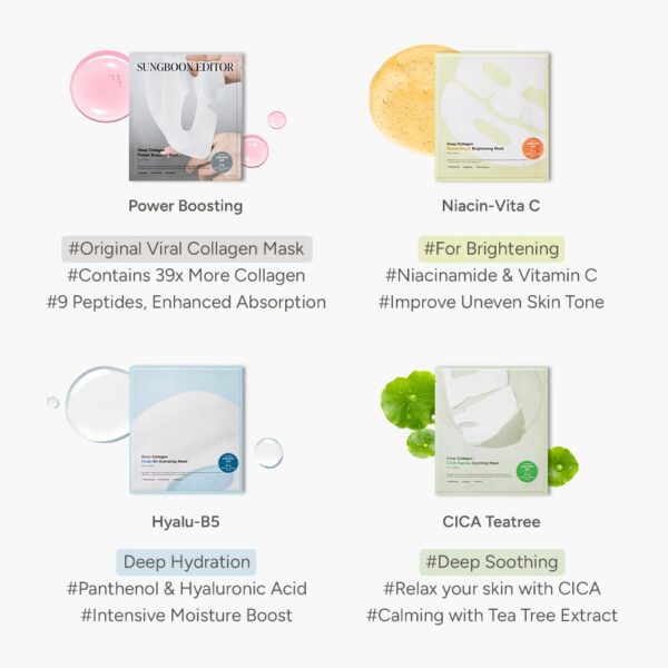 SUNGBOON EDITOR Deep Collagen Overnight mask 37gx4ea | Original Hydrating Collagen Face Mask | Real Collagen 2,160,000PPB for Elasticity |TikTok Trend Items Korean Skin Care - Image 7