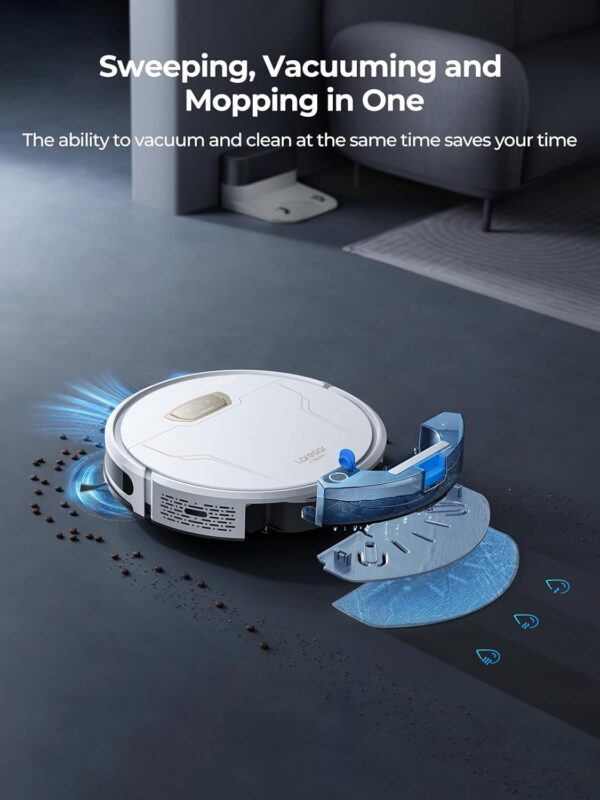 Robot Vacuum and Mop Combo 4000Pa Suction, 3 in1 Robot Vacuum Cleaner with Self-Charging, App&Remote&Voice Control, Robot Vacuum for Pet Hair,Carpet,Hard Floor(White) - Image 7