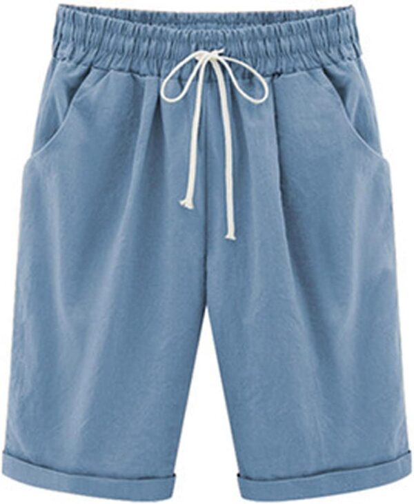 YFJRBR Shorts for Women Knee Length Plus Size Summer Casual Beach Elastic Waist Drawstring Comfy Trendy Shorts