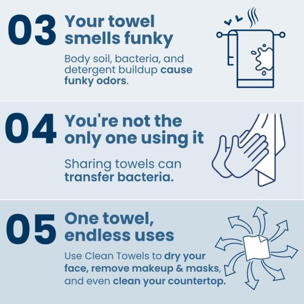 Clean Skin Club Clean Towels XL™ Supreme, 100% USDA Biobased Face Towel, Disposable Face Towelette, Eczema Association Accepted, Makeup Remover Dry Wipes, Ultra Soft, 50 Ct, 1 Pack - Image 5