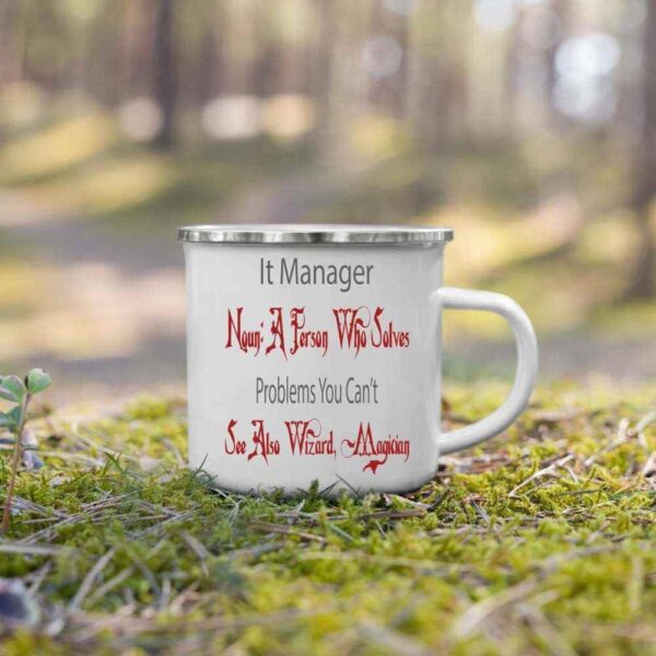 It Program Manager's Gift, Graduation Present for a Sister - Gift for It Manager Definition Of Technology on Multicolor 12 Oz White Stainless Steel Camping Mug - Image 2