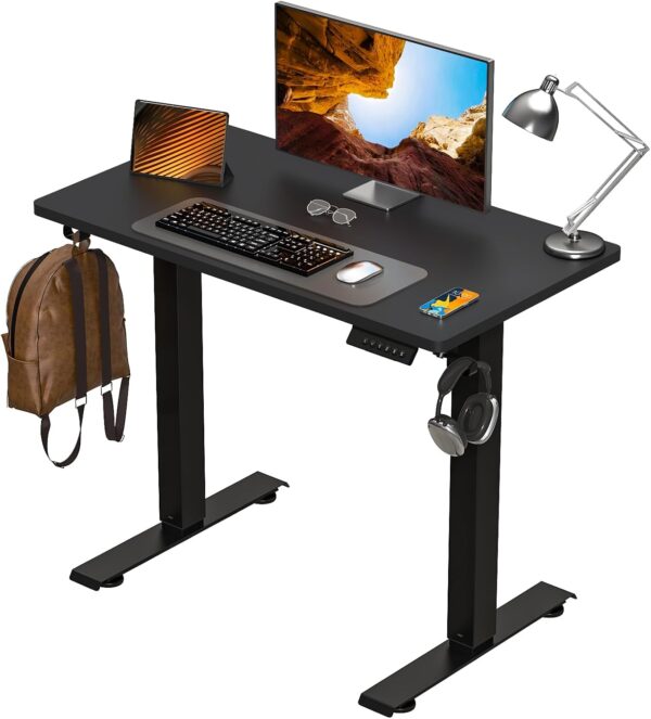 Kingant Standing Desk Height Adjustable Small Electric Stand Up Desks [35 x 20 Inch] - Ergonomic Sit Stand Desk Rising Desks for Home Office Computer Desk Stand Desk Workstation
