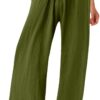 Women Flowy Linen Palazzo Pants Drawstring Elastic Waist Wide Leg Trousers Summer Beach Loose Fit Slacks with Pockets - Image 2
