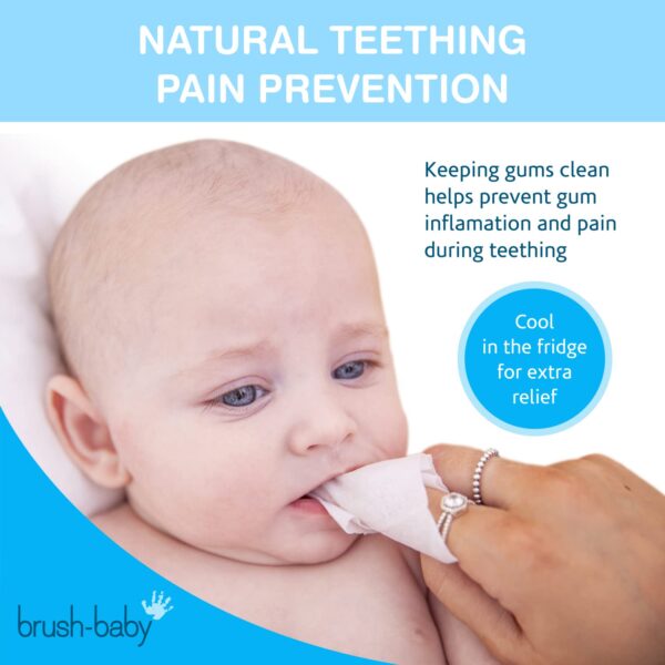 Brush Baby Teething Relief Dental Wipes for Ages 0-Toddler - Naturally Eliminate Teething Pain, Prevent Tooth Decay and Sour Milk Breath - 28 Finger Wipes (2-Pack) - Image 4