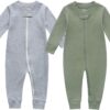 Owlivia Organic Cotton Baby Boy Girl Zip up Sleep 'N Play Pjs, Footless, Long Sleeve