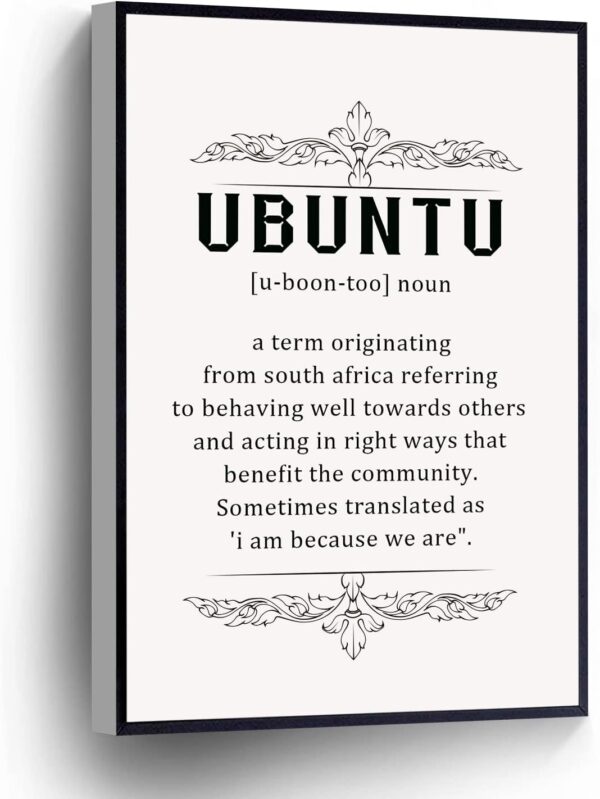 PUCHYUCT Ubuntu Definition Canvas Wall Art Inspirational Quote Poster South Africa Sign Bath Wall Decor Stretched And Framed Ready To Hang For Living Room,Bedroom,Classroom Etc (12" X 18")