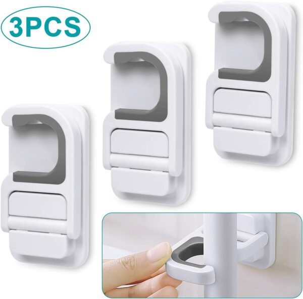3pack Broom and Mop Holder Wall Mount No Drill Mop and Broom Gripper Mop Handle Hanger Household Cleaning Organizer, Holds up to 6 lb - Image 8