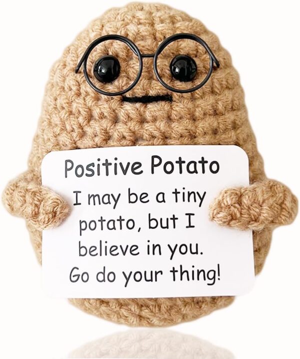 Positive Life Potato Crochet Funny Gifts with Positive Words for Friends Women, Emotional Support Inspirational Potatos, Parties, Christmas Decoration