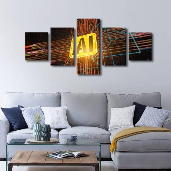TUMOVO Wall Art for Office Technology Concept Pictures Print On Canvas Canvas Artwork Wall Decor Technology Chip Details Canvas Prints Wall Art Decor Canvas Wall Art Ready to Hang, 50"x24" - Image 3