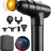 AERLANG Massage Gun with Heat,Deep Tissue Massage Gun, Back and Neck Massager for Pain Relief,Muscle Percussion Massager,Handheld Messager with 7Heads&Silent,Birthday Gifts for Men