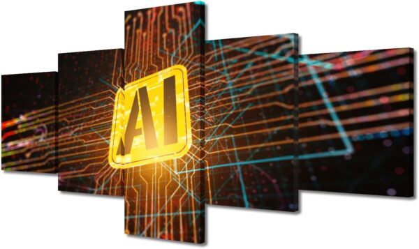 TUMOVO Wall Art for Office Technology Concept Pictures Print On Canvas Canvas Artwork Wall Decor Technology Chip Details Canvas Prints Wall Art Decor Canvas Wall Art Ready to Hang, 50"x24"