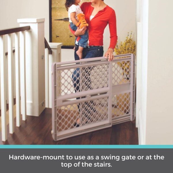 Toddleroo by North States Supergate Ergo Child Gate, Baby Gate for Stairs and Doorways. Includes Wall Cups. Pressure or Hardware Mount. Made in USA. (26" Tall, Sand) - Image 4