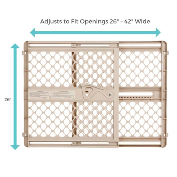Toddleroo by North States Supergate Ergo Child Gate, Baby Gate for Stairs and Doorways. Includes Wall Cups. Pressure or Hardware Mount. Made in USA. (26" Tall, Sand) - Image 5