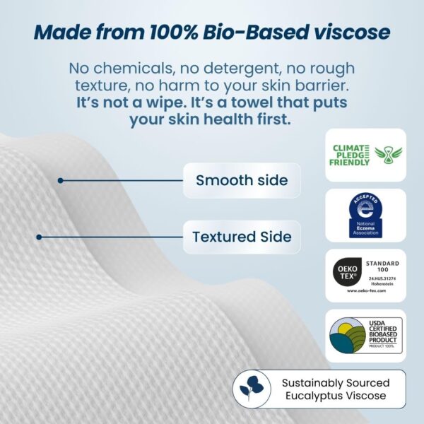Clean Skin Club Clean Towels XL™ Supreme, 100% USDA Biobased Face Towel, Disposable Face Towelette, Eczema Association Accepted, Makeup Remover Dry Wipes, Ultra Soft, 50 Ct, 1 Pack - Image 10