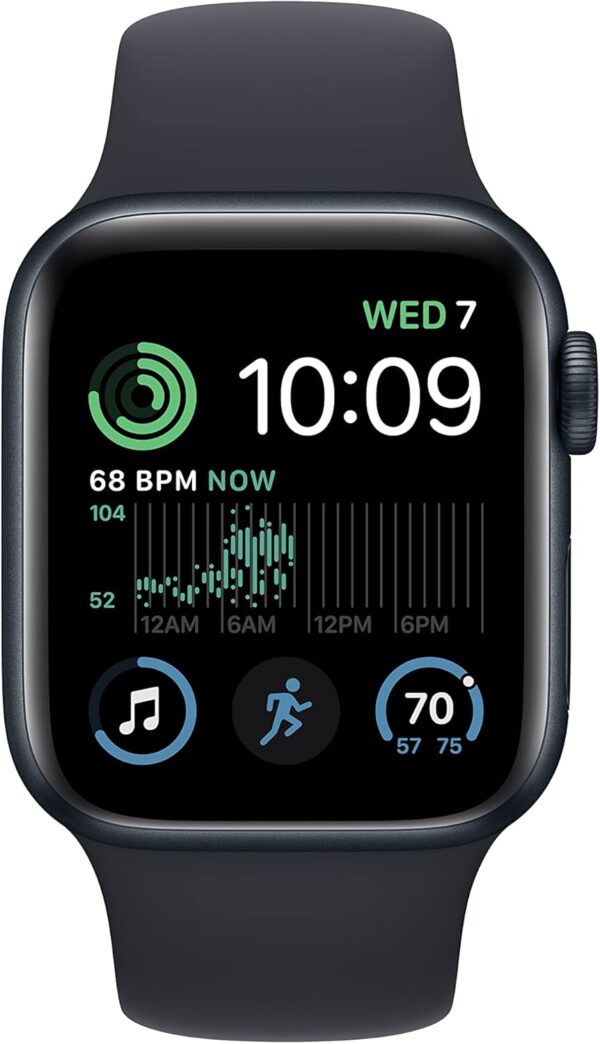 Apple Watch SE (2nd Gen) (GPS, 40mm) - Midnight Aluminum Case with Midnight Sport Band, S/M (Renewed) - Image 2