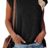 MEROKEETY Women's Casual Cap Sleeve T Shirts Basic Summer Tops Loose Solid Color Blouse