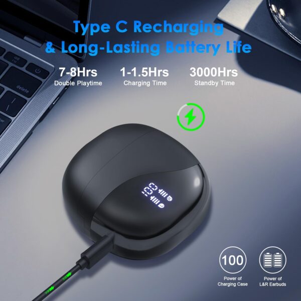 AI Translation Earbuds Real Time, 144 Language Translator Earbuds for iPhone and Android 3-in-1 Translation Headphones Translating Device for Travel Business Learning with Charging Case(Black) - Image 6