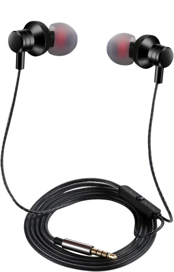 Wired Earbuds Headphones with Microphone Stereo Bass Earphones Noise Isolation in-Ear Headset Compatible with All Smartphones Tablets iPod IPad MP3 Player That with 3.5 mm Interface(Black)