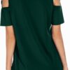 NILOUFO Womens Summer T Shirts Short Sleeve Tunic Strappy Cold Shoulder Tops - Image 4